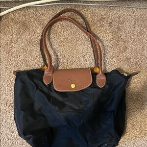 Classic Women's Black Tote with Brown Trim